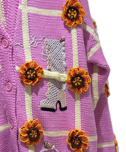 LOEWE（ロエベ）LOEWE (ロエベ) ピンク 3Dフラワー ニット カーディガン ピンク サイズ:Sの古着・服飾アイテム