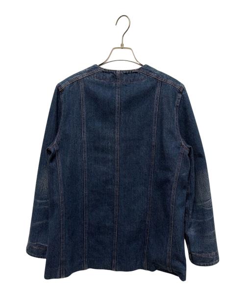 GUCCI（グッチ）GUCCI (グッチ) ノーカラーデニムジャケット ブルー サイズ:44の古着・服飾アイテム