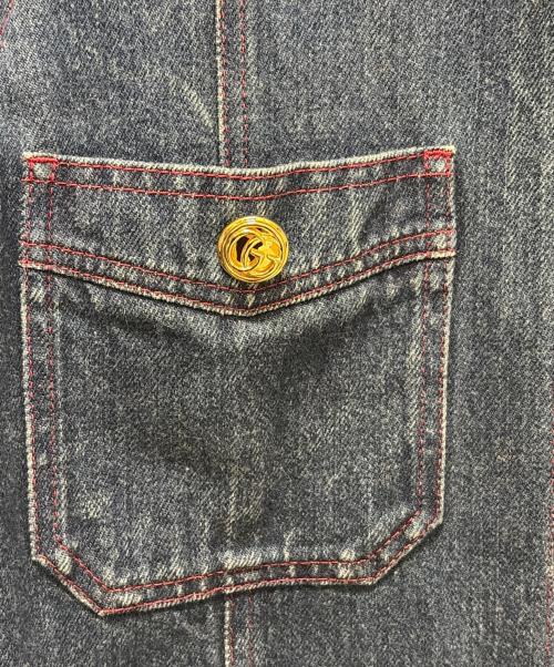 GUCCI（グッチ）GUCCI (グッチ) ノーカラーデニムジャケット ブルー サイズ:44の古着・服飾アイテム