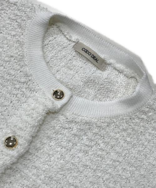 COCODEAL（ココディール）COCODEAL (ココディール) ツイーディポケットニットカーディガン ホワイト サイズ:2の古着・服飾アイテム