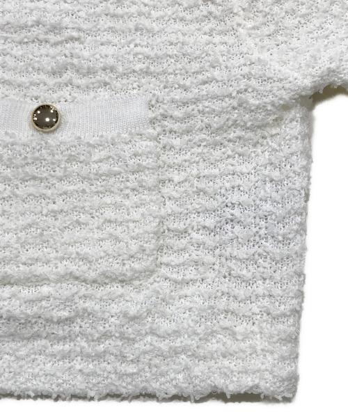 COCODEAL（ココディール）COCODEAL (ココディール) ツイーディポケットニットカーディガン ホワイト サイズ:2の古着・服飾アイテム