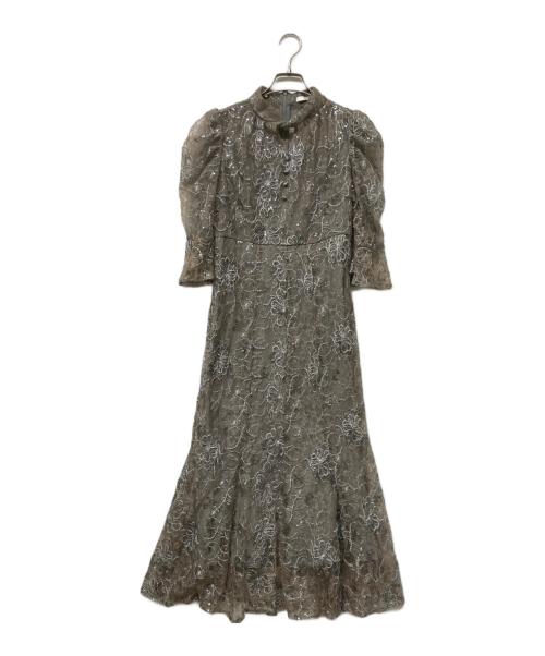 LeJa（レジャ）Leja (レジャ) スパンコール花柄パフスリーブマーメイドワンピース グレー サイズ:1の古着・服飾アイテム
