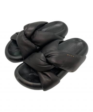 MARNI マルニ サンダル 39(24cm位) 黒xマスタード 【古着】【中古】 中古・古着通販】MARNI (マルニ) ツイストレザーサンダル ブラック
