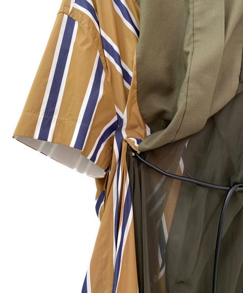 sacai（サカイ）sacai (サカイ) シアードッキングシャツワンピース ブラウン×カーキ サイズ:1の古着・服飾アイテム
