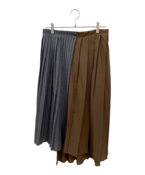 sacai（サカイ）sacai (サカイ) Siuting Skirt ブラウン×グレー サイズ:2の古着・服飾アイテム