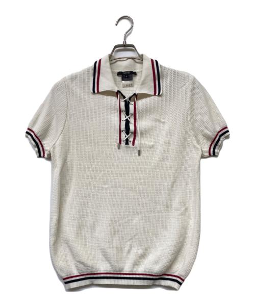 GUCCI（グッチ）GUCCI (グッチ) レギュラーカラー編み込みニット ホワイト サイズ:sizeSの古着・服飾アイテム
