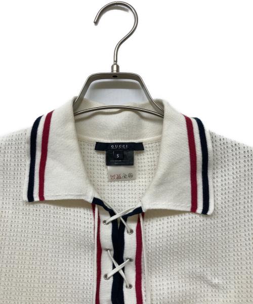 GUCCI（グッチ）GUCCI (グッチ) レギュラーカラー編み込みニット ホワイト サイズ:sizeSの古着・服飾アイテム