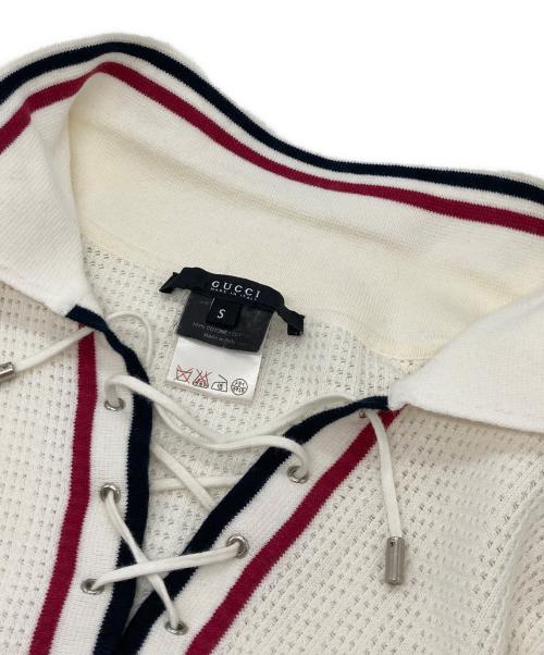 GUCCI（グッチ）GUCCI (グッチ) レギュラーカラー編み込みニット ホワイト サイズ:sizeSの古着・服飾アイテム