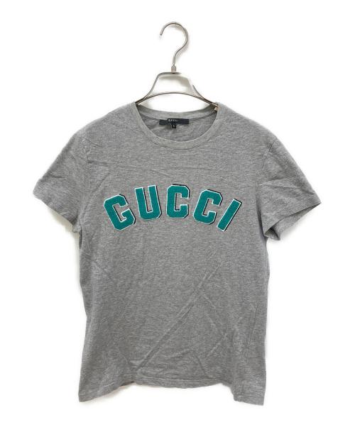GUCCI（グッチ）GUCCI (グッチ) ワッペンアーチロゴTシャツ グレー サイズ:Sの古着・服飾アイテム