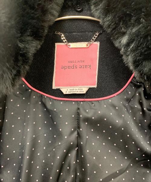 Kate Spade（ケイトスペード）Kate Spade (ケイトスペード) フェイクファーカラーコート ブラック サイズ:表記なしの古着・服飾アイテム