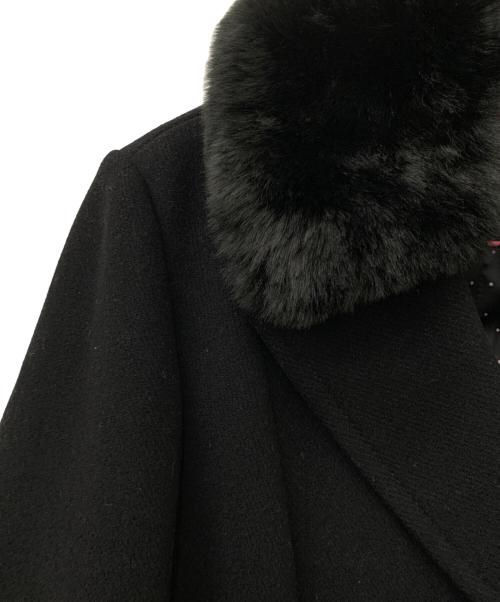 Kate Spade（ケイトスペード）Kate Spade (ケイトスペード) フェイクファーカラーコート ブラック サイズ:表記なしの古着・服飾アイテム