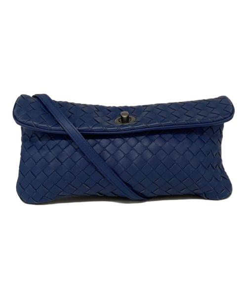 BOTTEGA VENETA（ボッテガベネタ）BOTTEGA VENETA (ボッテガベネタ) レザーショルダーバッグ ブルーの古着・服飾アイテム