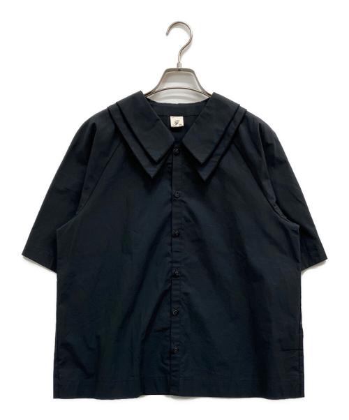 FIL DE FER（フィルデフェール）FIL DE FER (フィルデフェール) アイスコットンブロード ダブルカラーブラウス ブラック サイズ:Ｆの古着・服飾アイテム