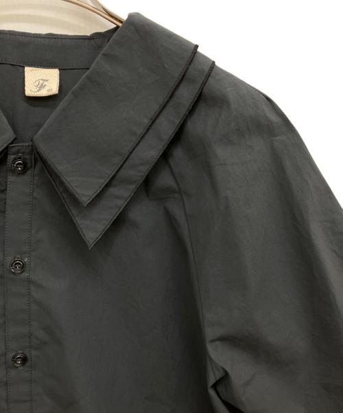 FIL DE FER（フィルデフェール）FIL DE FER (フィルデフェール) アイスコットンブロード ダブルカラーブラウス ブラック サイズ:Ｆの古着・服飾アイテム