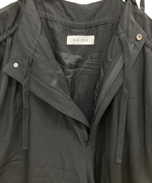 SACRA（サクラ）SACRA (サクラ) アセテート ブライト ツイル サロペット ブラック サイズ:SIZE38の古着・服飾アイテム