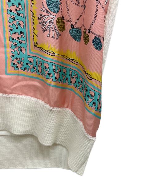 Emilio Pucci（エミリオ プッチ）Emilio Pucci (エミリオ プッチ) シルク切替ショートスリーブニット ホワイト×ピンク サイズ:Mの古着・服飾アイテム