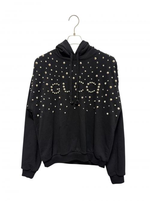 GUCCI（グッチ）GUCCI (グッチ) スタッズロゴ パーカー ブラック サイズ:Sの古着・服飾アイテム