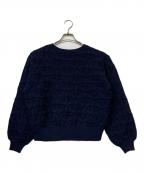 SHIPSシップス）の古着「2WAY フラワー ジャカード ハーフ ジップ プルオーバー」｜ネイビー