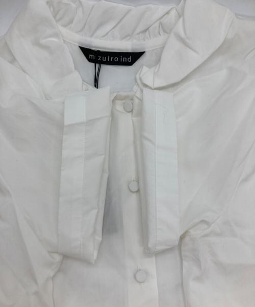 mizuiro-ind（ミズイロインド）mizuiro-ind (ミズイロインド) gathered collar half slv shirt ホワイト サイズ:Freeの古着・服飾アイテム
