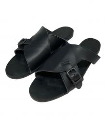 Y's（ワイズ）の古着「SEMI GLOSS TANNED LEATHER FLAT SANDALS/セミ グロス タンド レザー フラット サンダル」｜ブラック