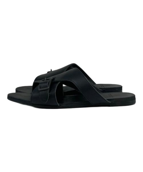 Y's（ワイズ）Y's (ワイズ) SEMI GLOSS TANNED LEATHER FLAT SANDALS/セミ グロス タンド レザー フラット サンダル ブラック サイズ:6の古着・服飾アイテム