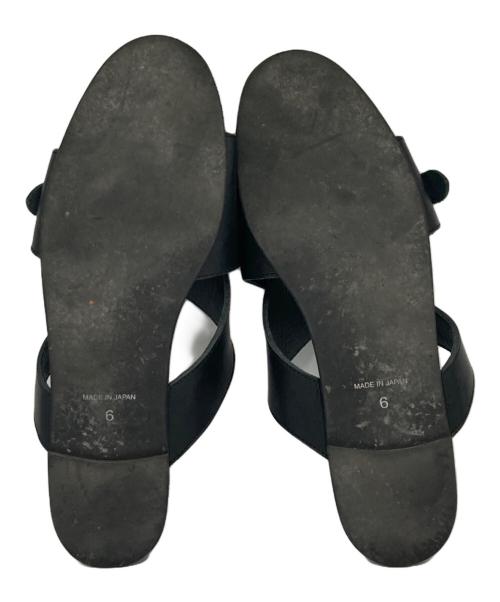 Y's（ワイズ）Y's (ワイズ) SEMI GLOSS TANNED LEATHER FLAT SANDALS/セミ グロス タンド レザー フラット サンダル ブラック サイズ:6の古着・服飾アイテム