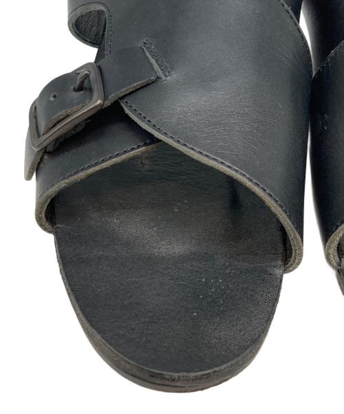 Y's（ワイズ）Y's (ワイズ) SEMI GLOSS TANNED LEATHER FLAT SANDALS/セミ グロス タンド レザー フラット サンダル ブラック サイズ:6の古着・服飾アイテム