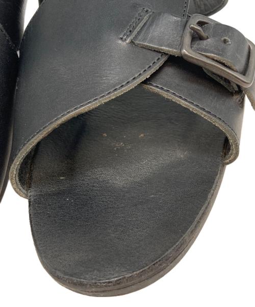 Y's（ワイズ）Y's (ワイズ) SEMI GLOSS TANNED LEATHER FLAT SANDALS/セミ グロス タンド レザー フラット サンダル ブラック サイズ:6の古着・服飾アイテム