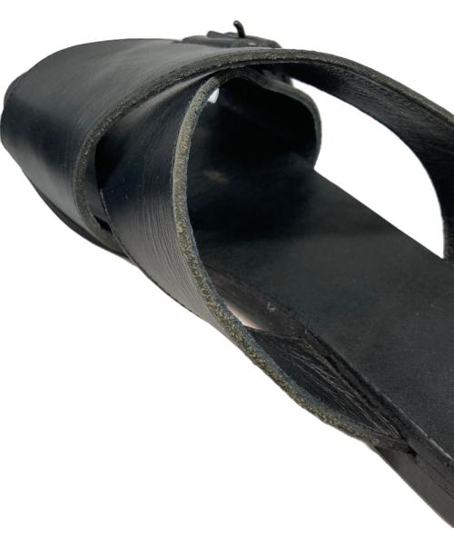 Y's（ワイズ）Y's (ワイズ) SEMI GLOSS TANNED LEATHER FLAT SANDALS/セミ グロス タンド レザー フラット サンダル ブラック サイズ:6の古着・服飾アイテム