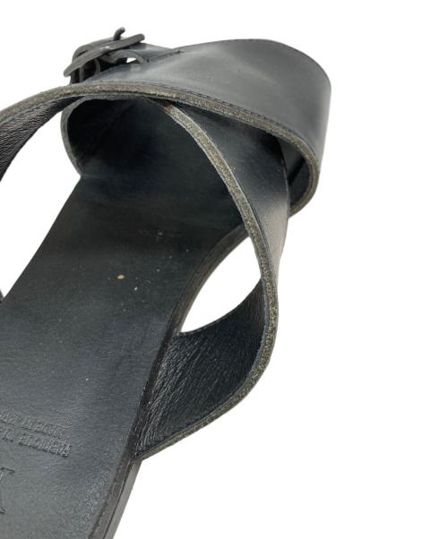 Y's（ワイズ）Y's (ワイズ) SEMI GLOSS TANNED LEATHER FLAT SANDALS/セミ グロス タンド レザー フラット サンダル ブラック サイズ:6の古着・服飾アイテム