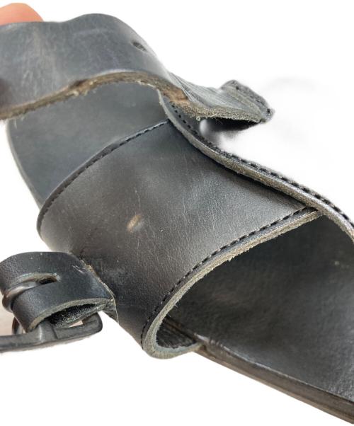 Y's（ワイズ）Y's (ワイズ) SEMI GLOSS TANNED LEATHER FLAT SANDALS/セミ グロス タンド レザー フラット サンダル ブラック サイズ:6の古着・服飾アイテム