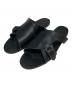 Y's（ワイズ）の古着「SEMI GLOSS TANNED LEATHER FLAT SANDALS/セミ グロス タンド レザー フラット サンダル」｜ブラック