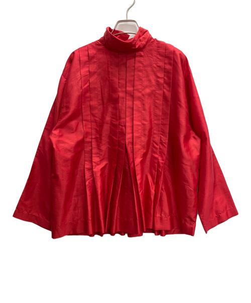 BUNON（ブノン）BUNON (ブノン) シルクカディのハイネックブラウス レッド サイズ:無しの古着・服飾アイテム