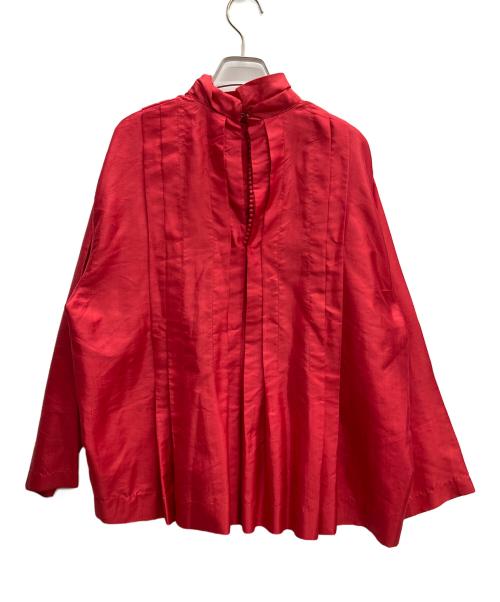 BUNON（ブノン）BUNON (ブノン) シルクカディのハイネックブラウス レッド サイズ:無しの古着・服飾アイテム