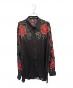 WILDSIDE YOHJI YAMAMOTOワイルドサイド ヨウジ ヤマモト）の古着「龍が如くスタジオ Rayon Shirt(花髑髏)」｜ブラック×レッド