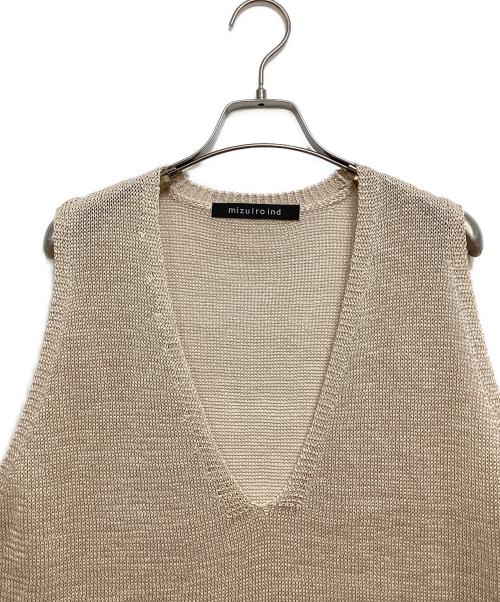 mizuiro-ind（ミズイロインド）mizuiro-ind (ミズイロインド) wide V neck vest ベージュ サイズ:表記無しの古着・服飾アイテム
