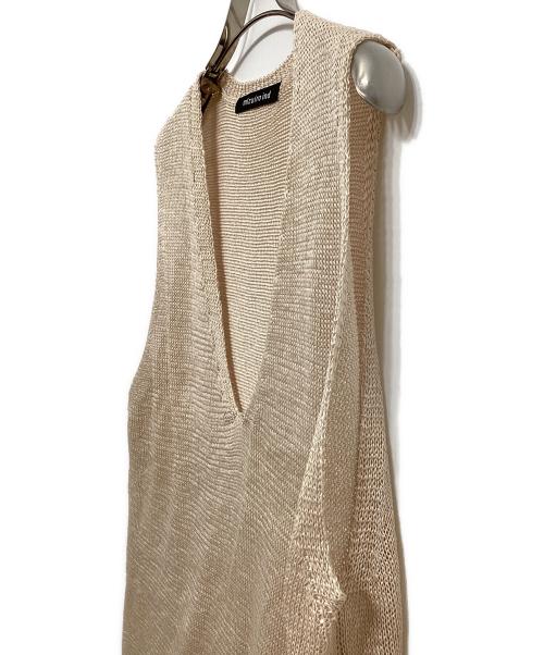 mizuiro-ind（ミズイロインド）mizuiro-ind (ミズイロインド) wide V neck vest ベージュ サイズ:表記無しの古着・服飾アイテム