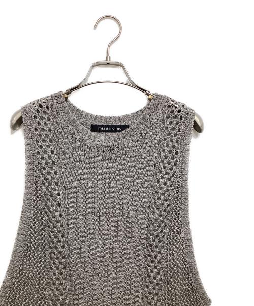 mizuiro-ind（ミズイロインド）mizuiro-ind (ミズイロインド) mesh pattern vest グレー サイズ:Fの古着・服飾アイテム