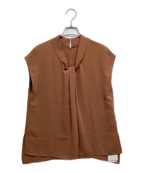Noble（ノーブル）Noble (ノーブル) ボウタイライクノースリブラウス ブラウン サイズ:F 未使用品の古着・服飾アイテム