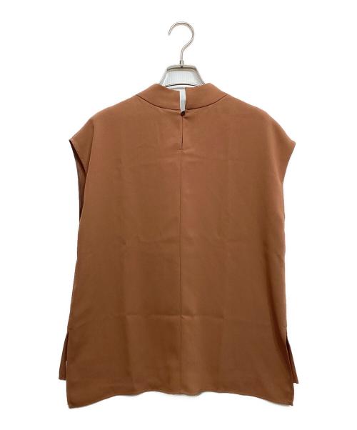 Noble（ノーブル）Noble (ノーブル) ボウタイライクノースリブラウス ブラウン サイズ:F 未使用品の古着・服飾アイテム