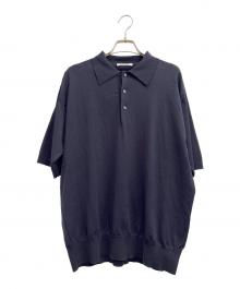 AURALEE（オーラリー）の古着「GIZA HIGH GAUGE KNIT POLO/ギザ コットン ハイゲージ ニット ポロ」｜ネイビー