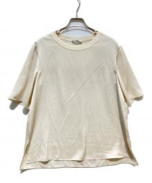 theory luxe（セオリーリュクス）の古着「サテンショートスリーブTブラウス」｜ベージュ
