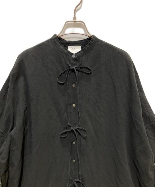 YUNI（ユニ）yuni (ユニ) コットンリネン product dye strings wide シャツワンピース ブラック サイズ:FREEの古着・服飾アイテム