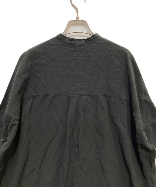 YUNI（ユニ）yuni (ユニ) コットンリネン product dye strings wide シャツワンピース ブラック サイズ:FREEの古着・服飾アイテム
