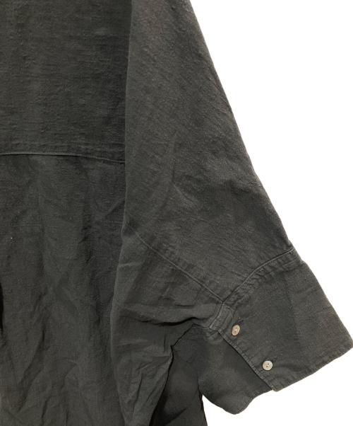 YUNI（ユニ）yuni (ユニ) コットンリネン product dye strings wide シャツワンピース ブラック サイズ:FREEの古着・服飾アイテム