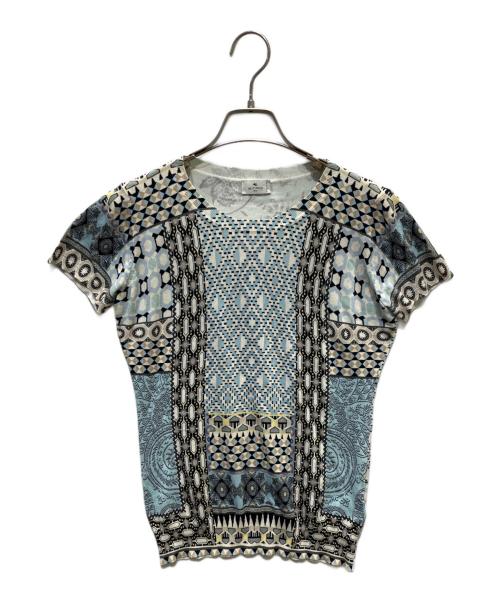ETRO（エトロ）ETRO (エトロ) シルクパッチワークニット ライトブルー サイズ:38の古着・服飾アイテム