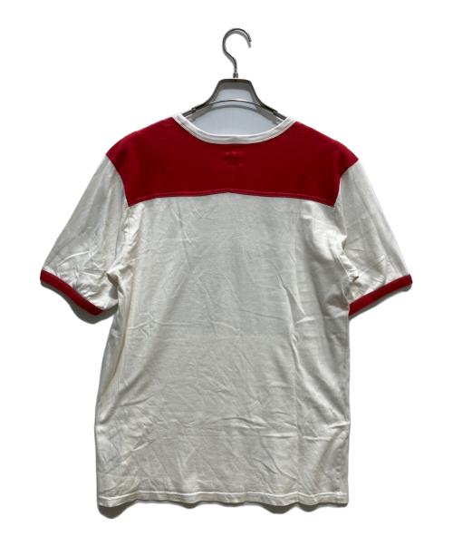 stussy（ステューシー）stussy (ステューシー) フットボールTシャツ レッド×アイボリー サイズ:XLの古着・服飾アイテム