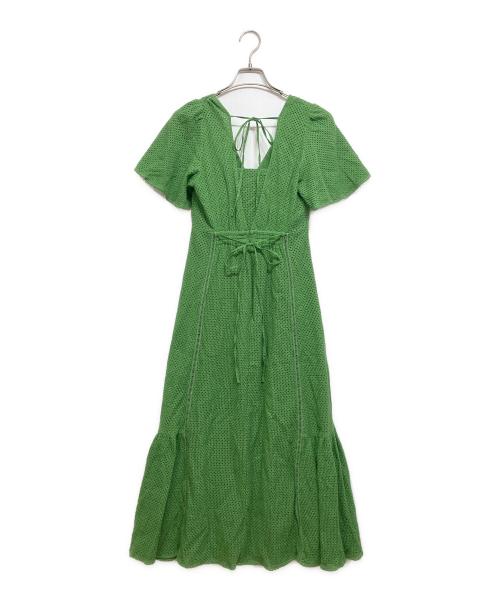 FRAY ID（フレイ アイディー）FRAY ID (フレイ アイディー) カットワークレースフレアスリーブワンピース グリーンの古着・服飾アイテム