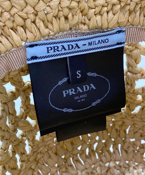 PRADA（プラダ）PRADA (プラダ) ウーブンファブリック バケットハット ベージュ サイズ:Sの古着・服飾アイテム