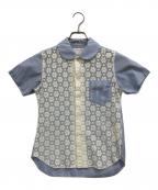 COMME des GARCONS SHIRTコムデギャルソンシャツ）の古着「レース切り替えラウンドカラーシャツ」｜ブルー